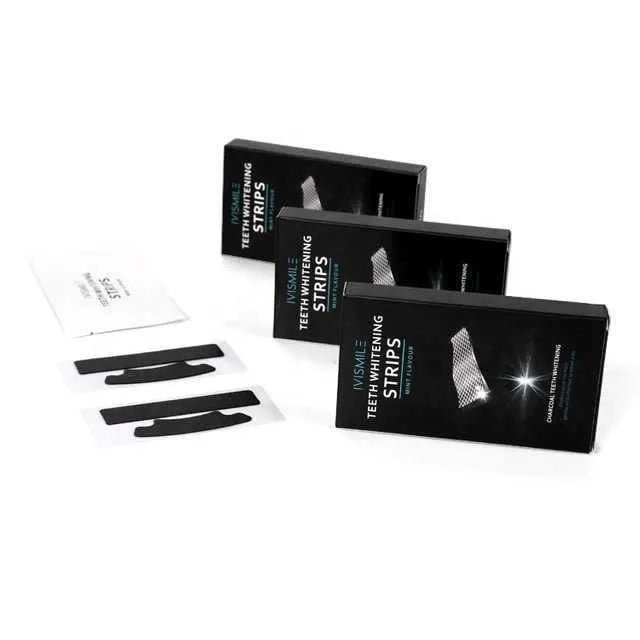 Teeth whitening strips with sodium bicarbonate and coconut activated carbon, 14 pieces in a box