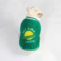 Green fleece-lined cotton dog clothing for winter wear in multiple sizes