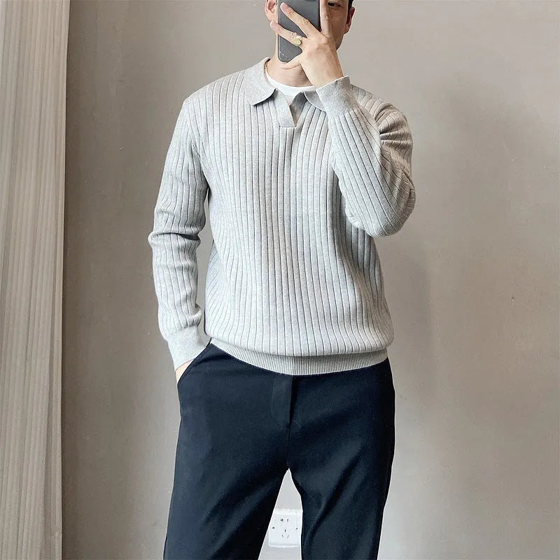 Men's loose knit pullover sweater in modal and rabbit fur blend, shown in army green colour.