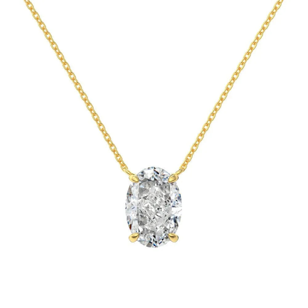 S925 sterling silver necklace with oval ice flower pendant in geometrical design