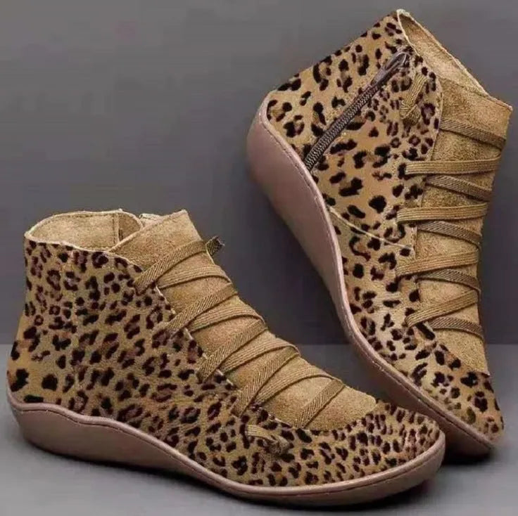 Women's casual ankle booties with synthetic PU upper and flat wedge heel in multiple colours