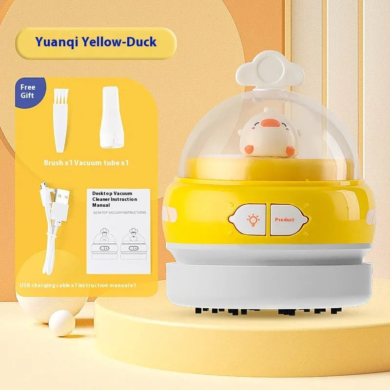 USB charging handheld desktop vacuum cleaner in multiple colour options including blue, orange, and grey white designs