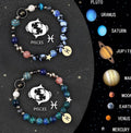 Two natural stone beaded bracelets showing Chinese zodiac animal signs including dragon and rabbit symbols