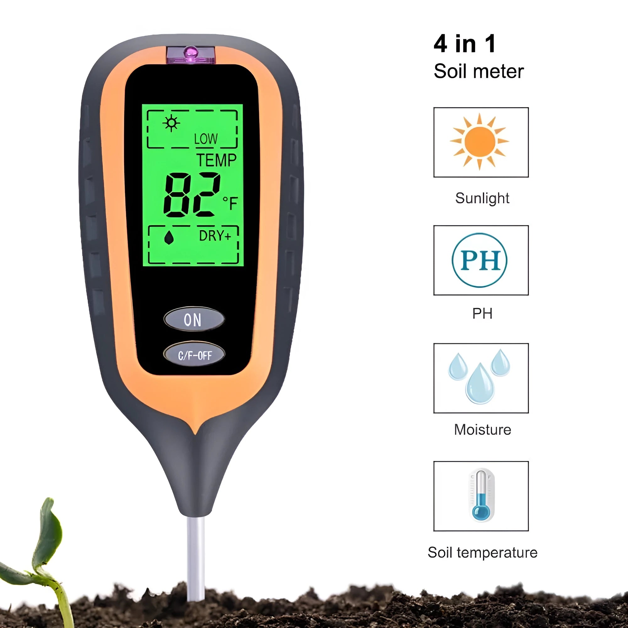Black soil pH tester with carbon fibre body measuring 40CM x 21CM x 12CM