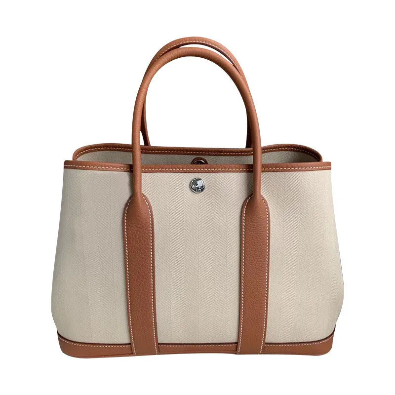 Women's canvas and leather crossbody bucket tote bag in multiple colour options
