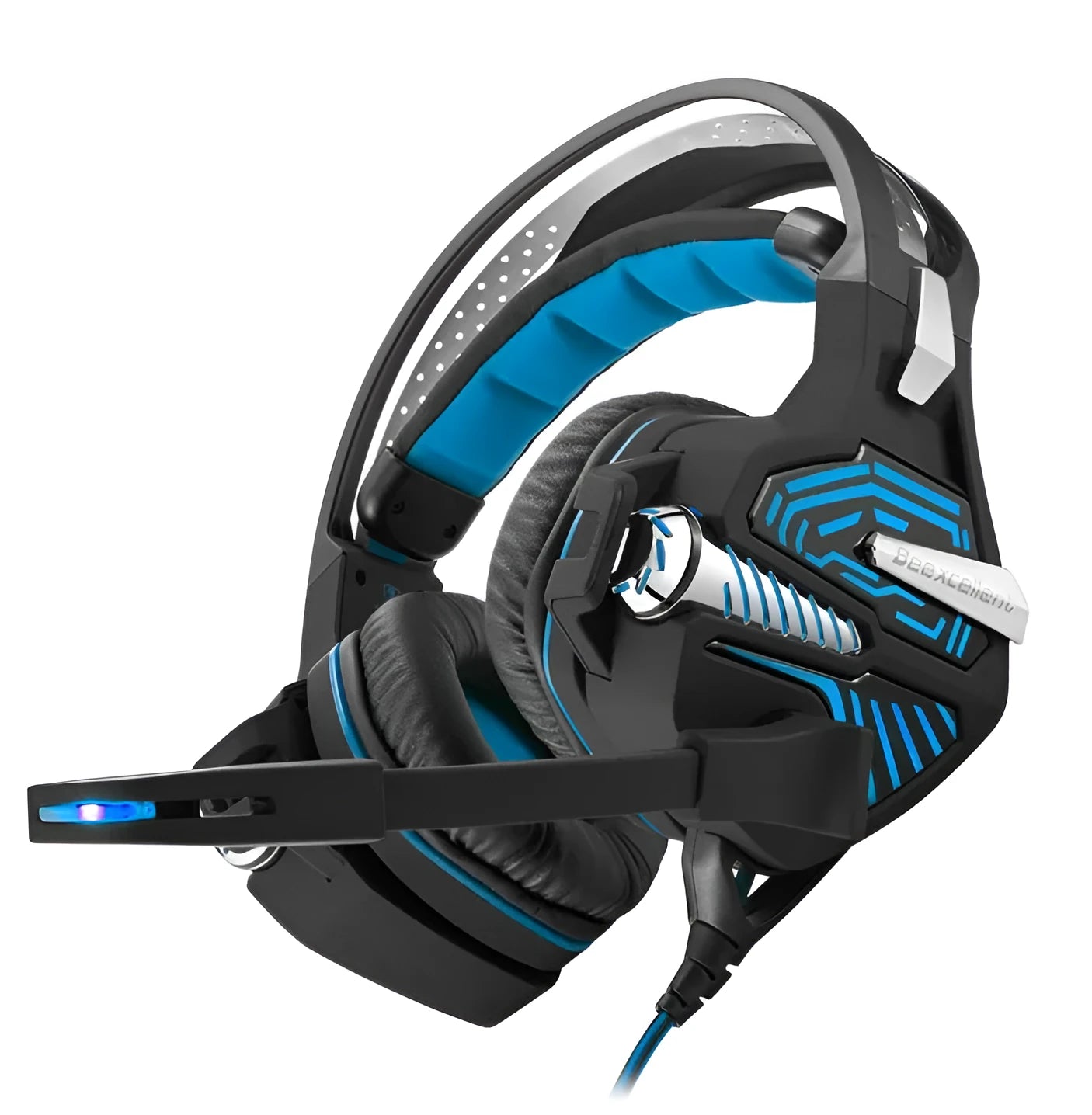 GS100 wireless Bluetooth headphones with active noise cancellation in Blue, over ear design, cushioned ear cups