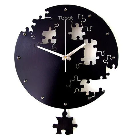 16 inch circular silent wall clock aluminium alloy black modern design living room decor