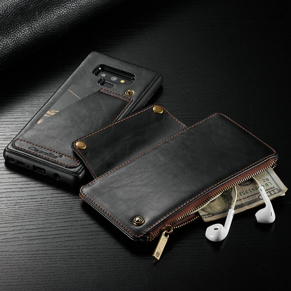 Leather flip phone case for SAMSUNG Note9 in black, brown or red colours