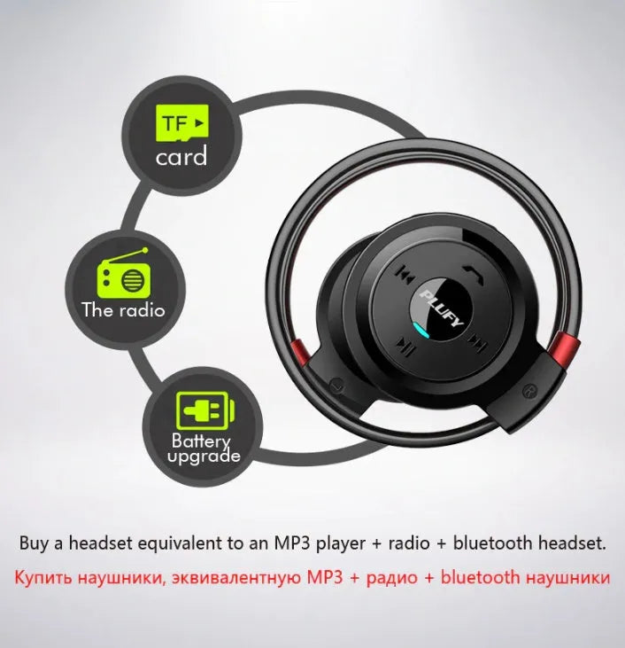 PLUFY sports Bluetooth headset wireless headphones in foldable design
