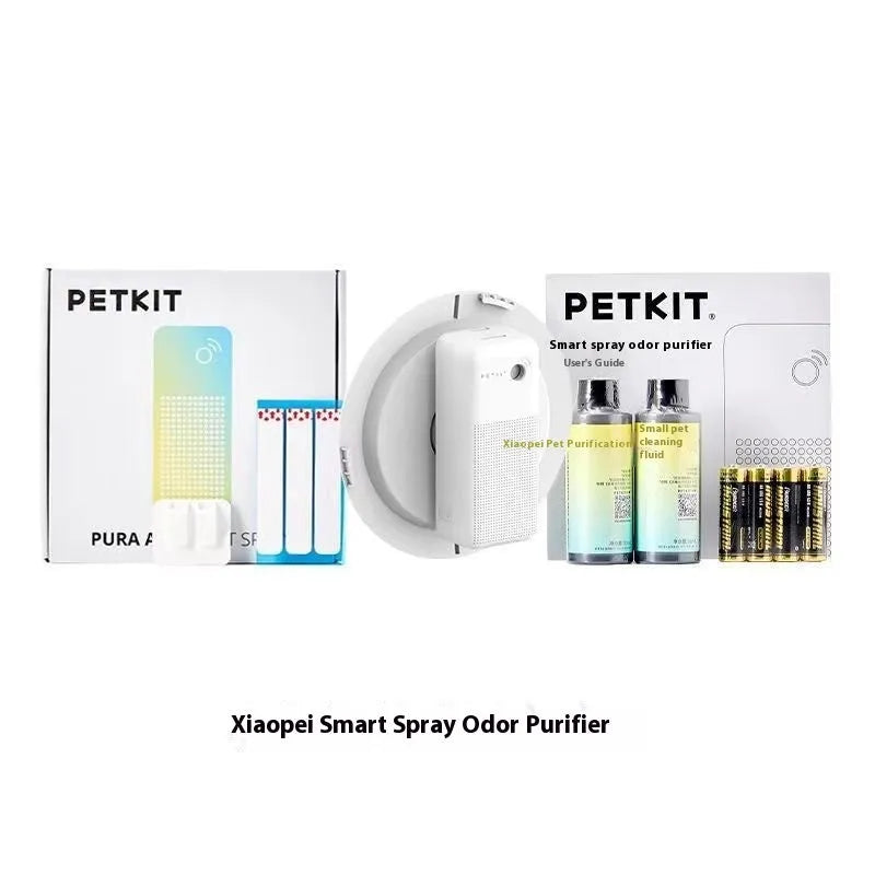 Smart spray pet odour removal machine with external bracket and purification liquid bottles