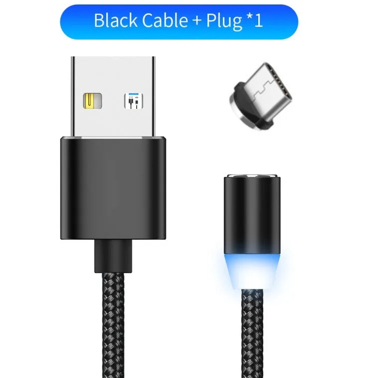 YBD magnetic LED charging cable 1 metre length with aluminium shell in multiple colours