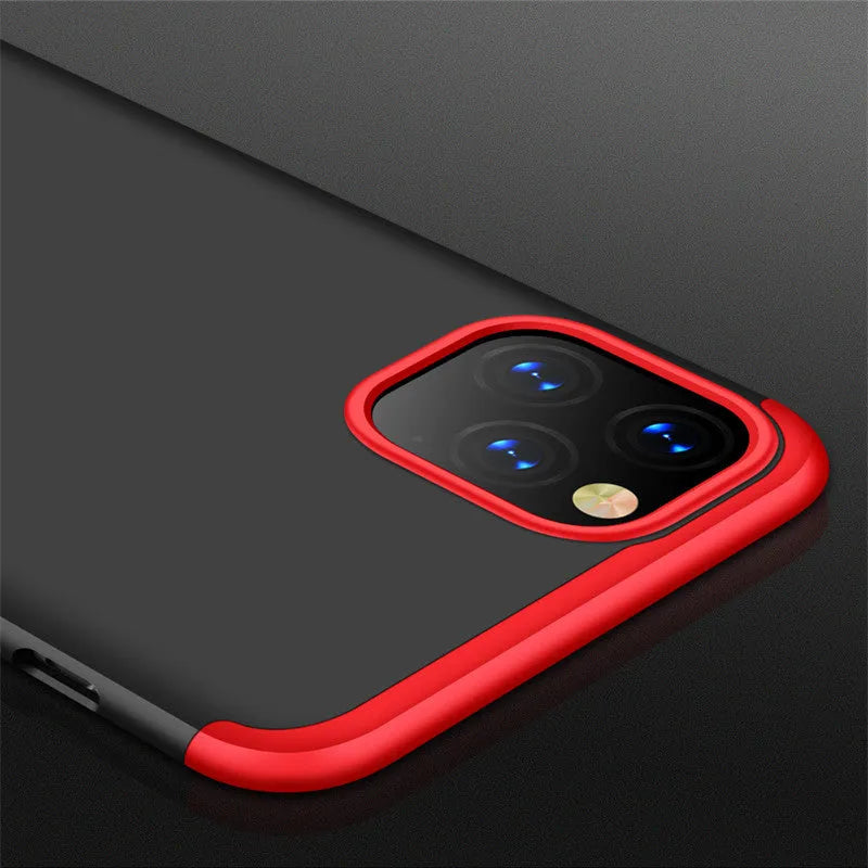 Three-section PC mobile phone case for Apple iPhone 11 in solid black colour, back cover style