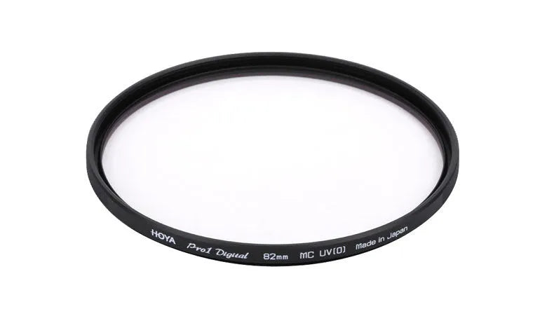 Black multi-coated UV mirror camera lens filter with bayonet thread for sizes 49mm to 82mm.