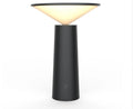 Black USB LED table lamp with touch controls and adjustable 40-degree lamp head on wooden surface