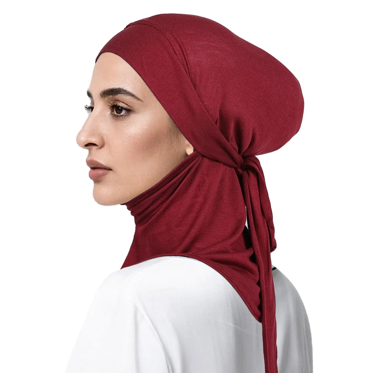 Women's hand-embroidered polyester dome crown headscarf in black – winter sun protection and warmth