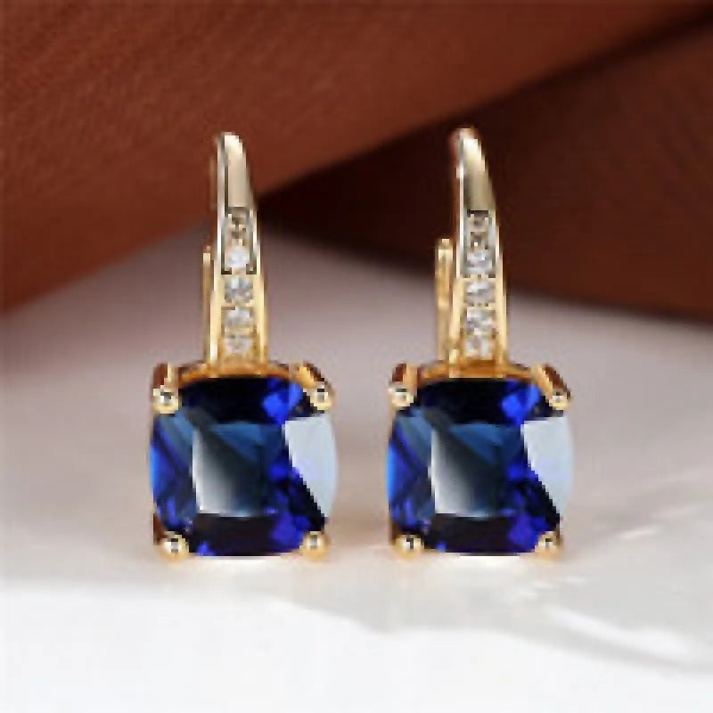 Geometric square colourful moissanite ear clips with electroplated copper construction