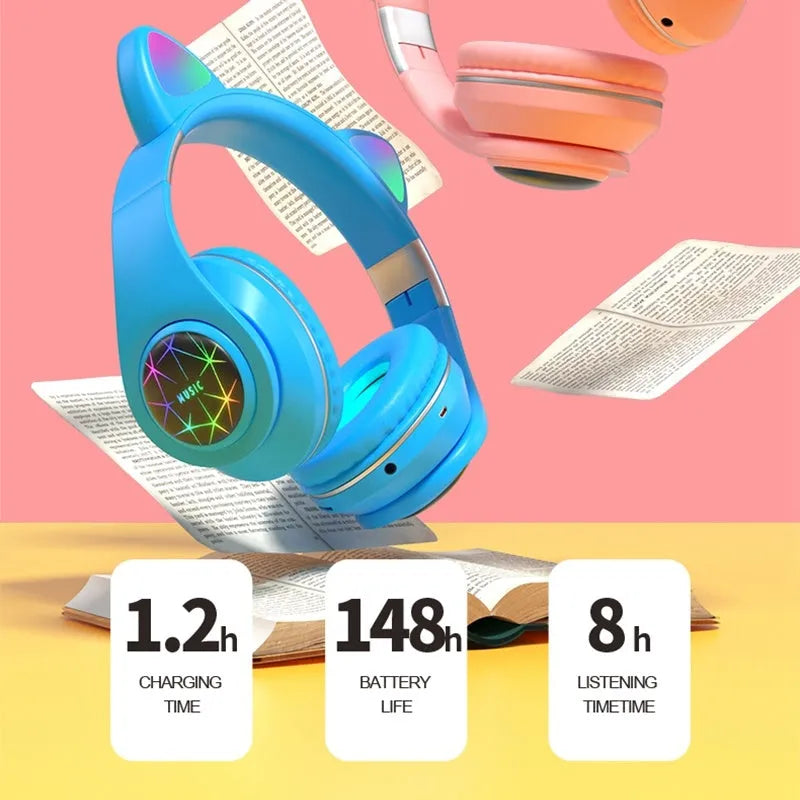 Cat ear wireless Bluetooth sports headset in six colour options