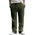 Men's casual loose fit high waist straight leg trousers in polyester fibre with micro elasticity