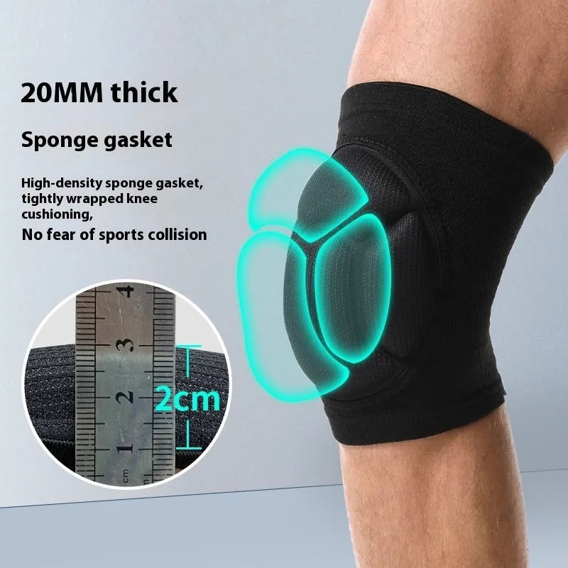 Black and blue breathable thick sponge dance knee pads for anti-collision protection in athletic use