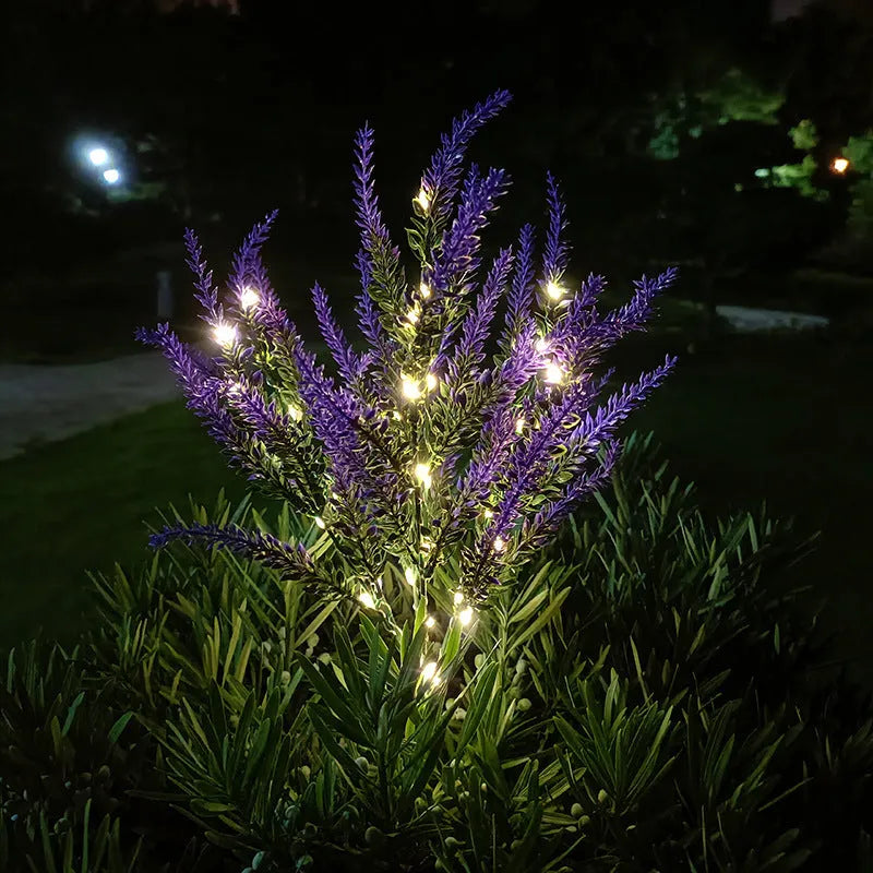 Solar-powered 74cm flower-shaped garden lamp in lavender colour options