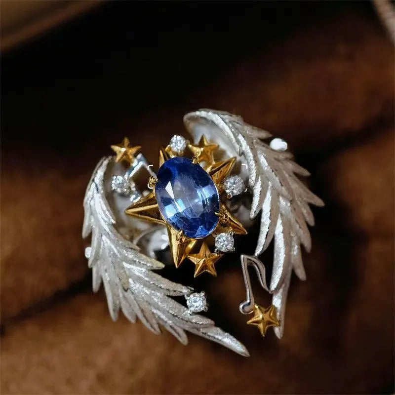 Adjustable geometric alloy ring with open mouth design in US Size 8