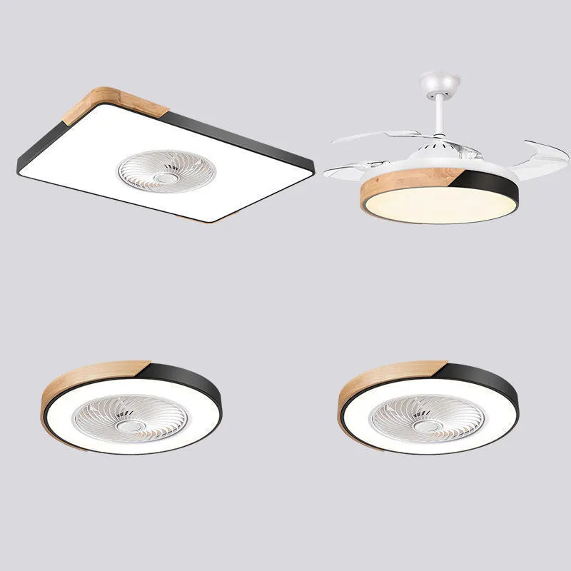 Nordic style ceiling fan light with solid wood blades for living room or bedroom