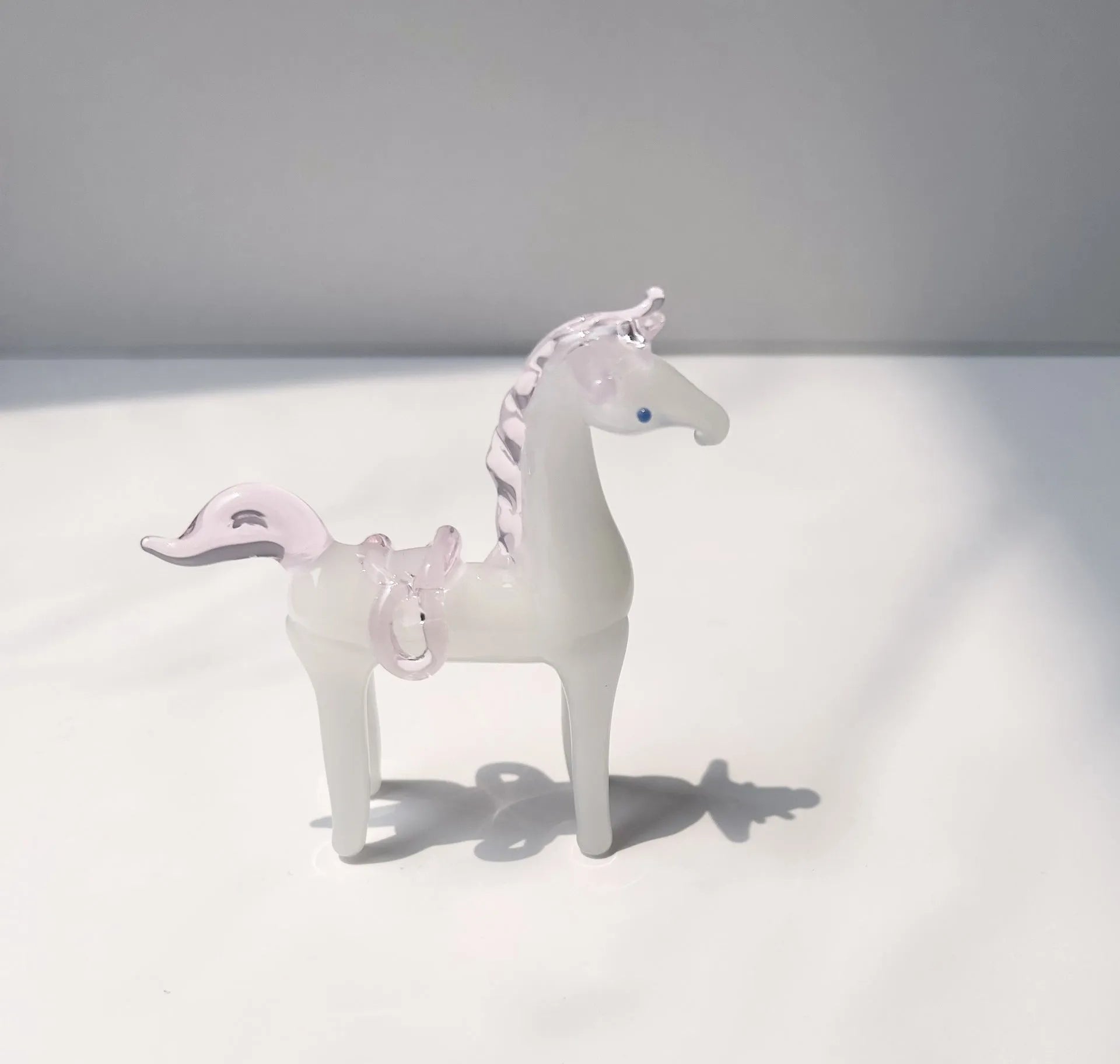 Glazed horse figurine decorative ornament in modern simple design with coloured glaze finish