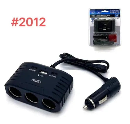 Black plastic car high-power 120W converter charger for vehicle fast charging