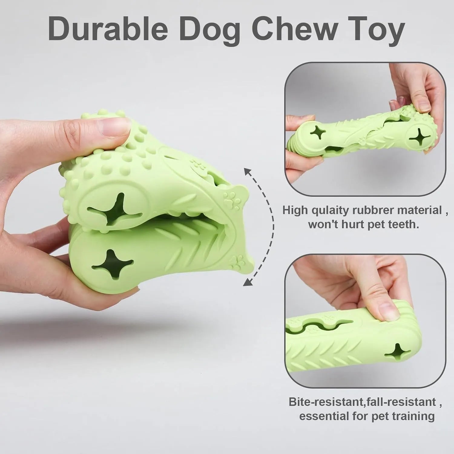 Blue natural rubber bone-shaped dog chew toy for aggressive chewers and dental care.