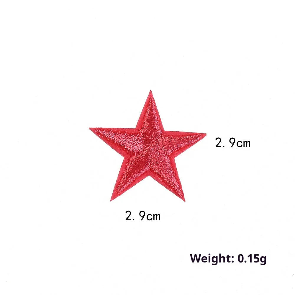 Colourful embroidered five-pointed star cloth stickers for DIY fabric decoration