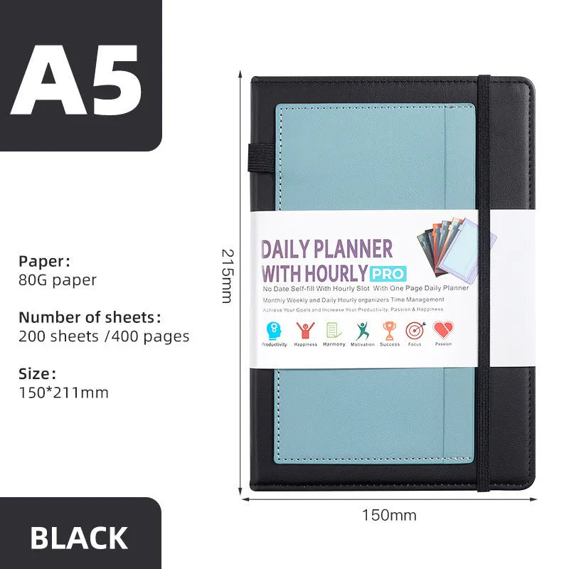 Creative trend undated notebook with strap closure in purple, available with planning stickers.