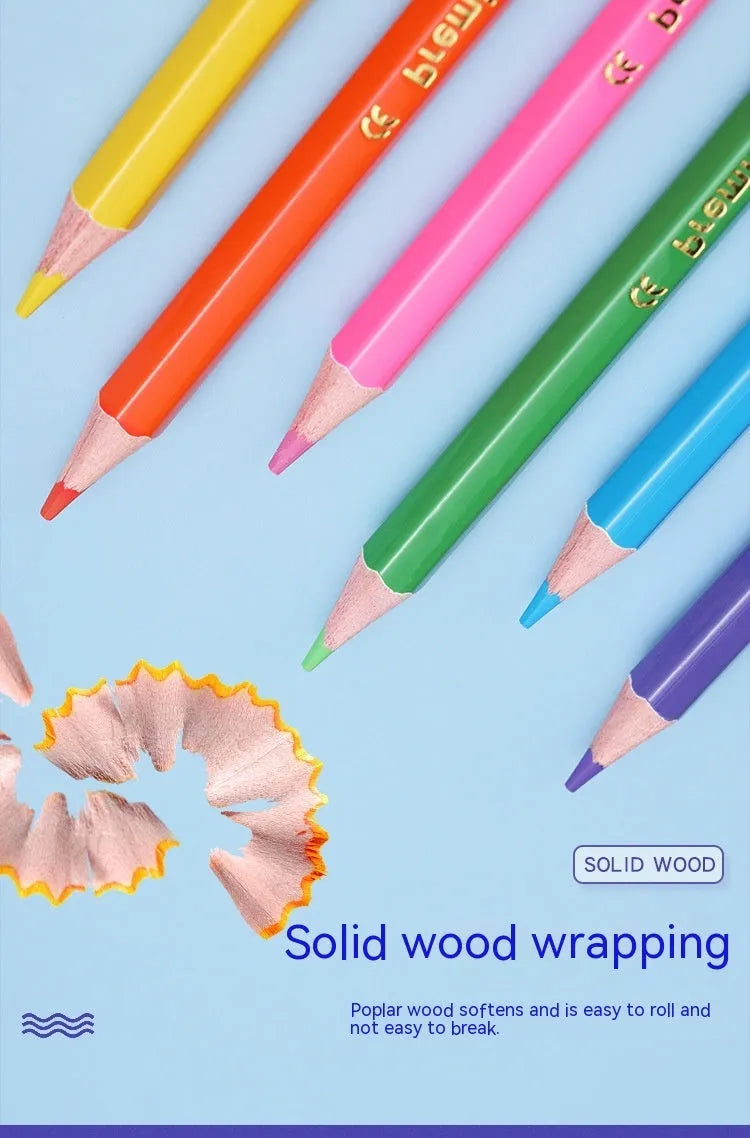 Wooden colour pencil set with double-headed design showing two colours on each pencil