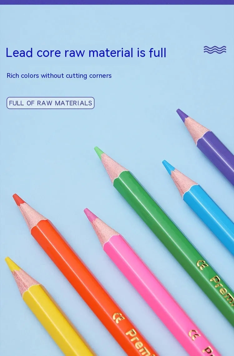 Wooden colour pencil set with double-headed design showing two colours on each pencil