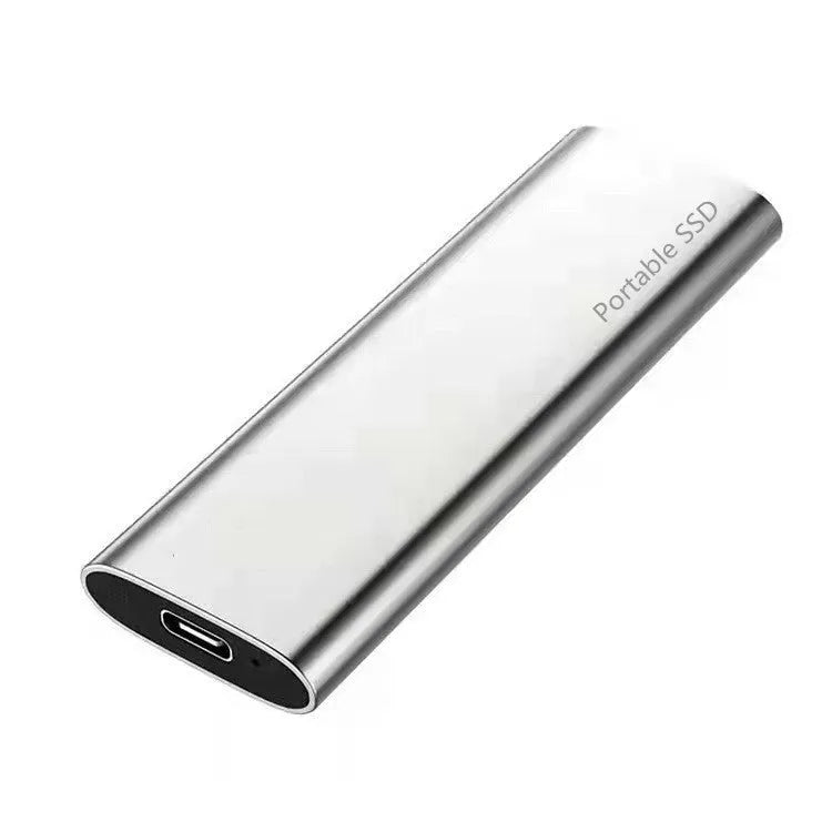 Ultra-thin metal external SSD portable hard drive in red, showing slim profile.