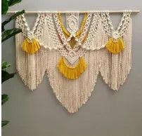 Nordic style creamy white cotton wall tapestry with hand-made weaving texture