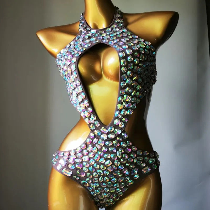 Women's one-piece swimsuit with mesh diamond pattern in nylon fabric