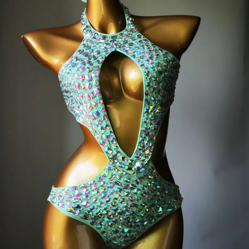 Women's one-piece swimsuit with mesh diamond pattern in nylon fabric
