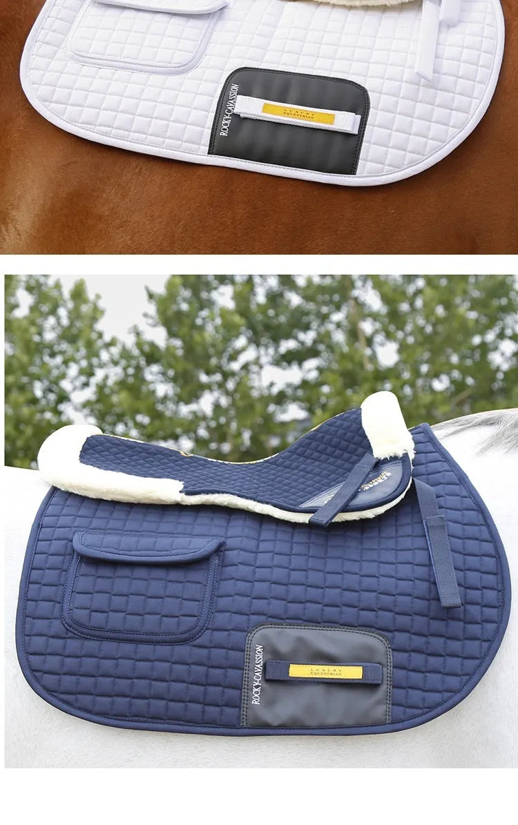 Wool riding shock absorption pad for waist protection in equestrian and cycling sports