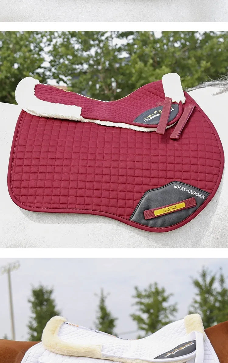 Wool riding shock absorption pad for waist protection in equestrian and cycling sports