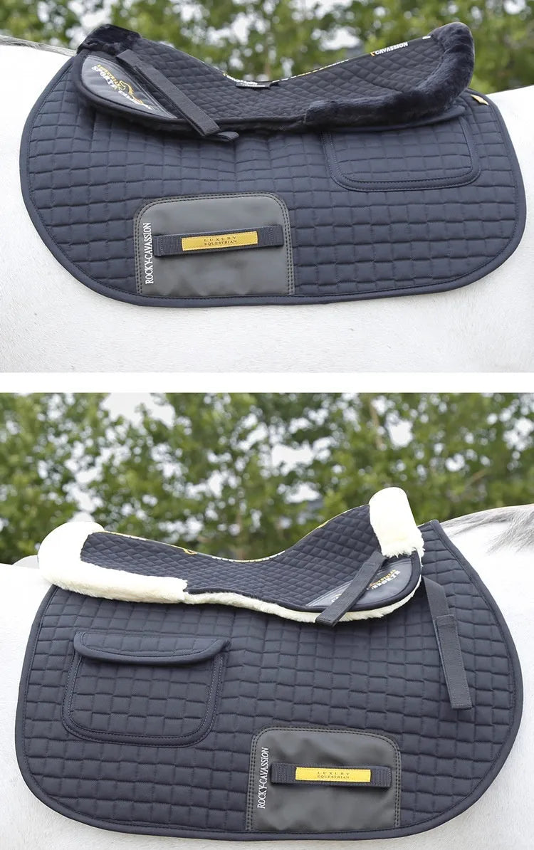 Wool riding shock absorption pad for waist protection in equestrian and cycling sports