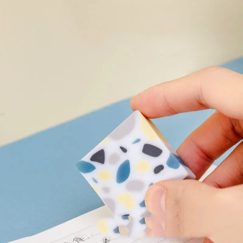 Single brick-shaped rubber eraser for students offering super clean traceless correction