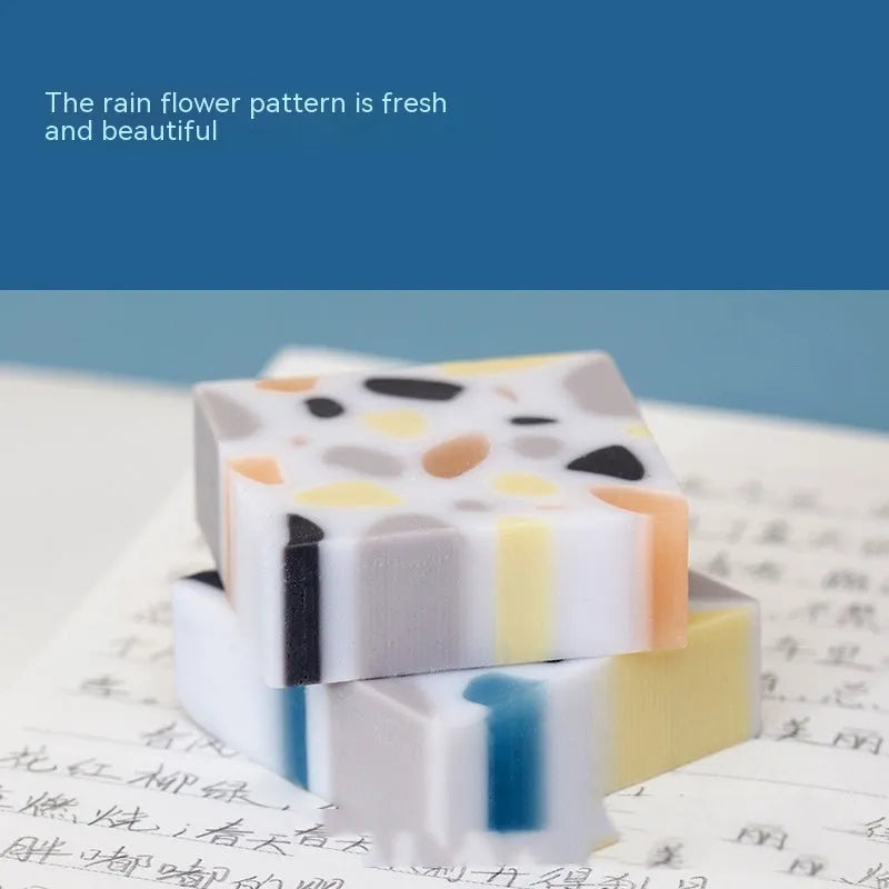 Single brick-shaped rubber eraser for students offering super clean traceless correction