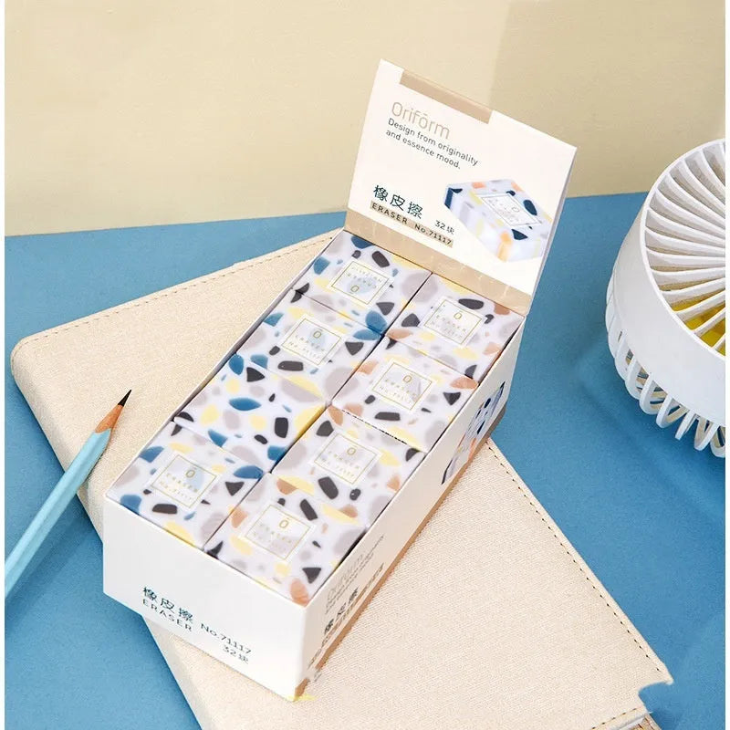 Single brick-shaped rubber eraser for students offering super clean traceless correction