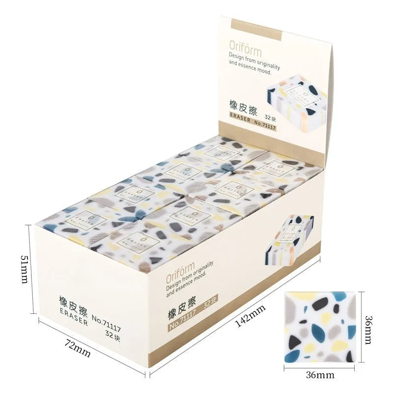 Single brick-shaped rubber eraser for students offering super clean traceless correction
