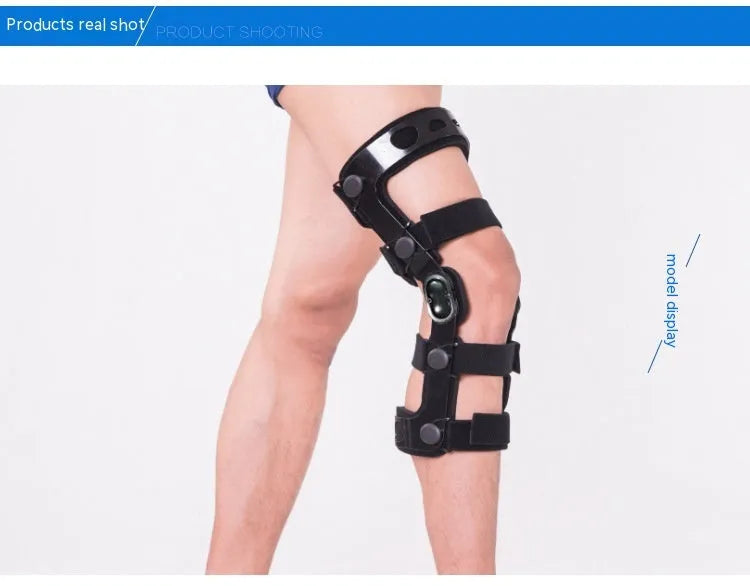 Black anterior ligament knee pad supporter showing left and right knee sizing options