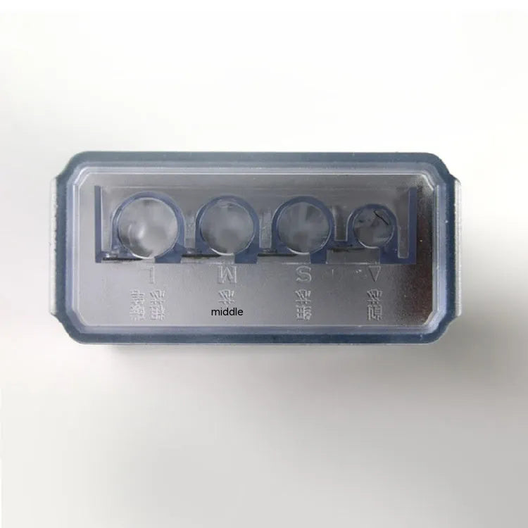 Four holes pencil sharpener with geometric plastic design and integrated screwdriver tool