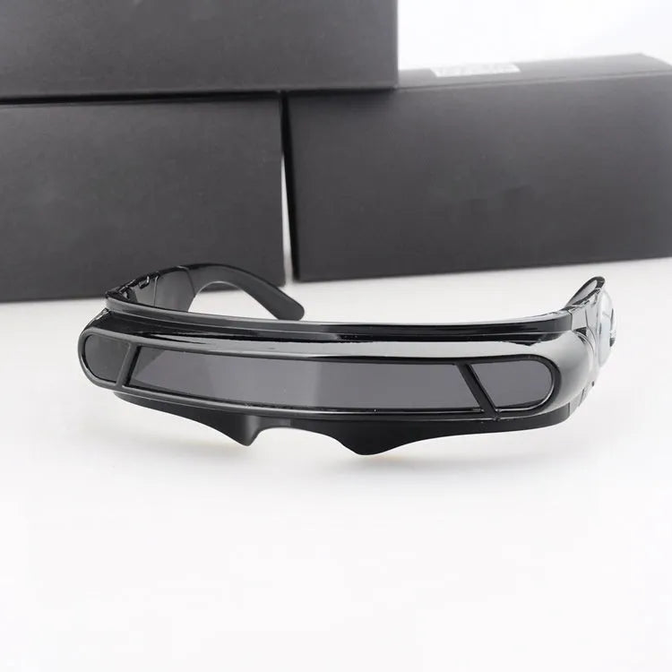 Black full rim polarised sports sunglasses shown with blue mercury tint lenses.