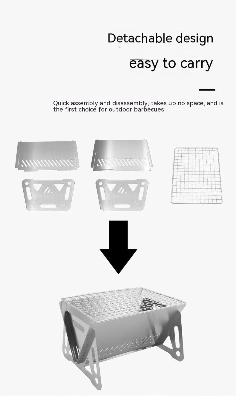 Large stainless steel folding barbecue oven with storage bag, suitable for 1-2 people.