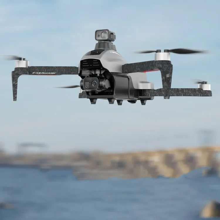 White brushless folding quadcopter drone with 4K camera and obstacle avoidance sensors
