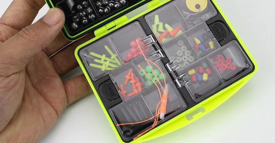 Upgraded rock fishing accessory box containing 184 pieces of tackle across 24 types for sea fishing.